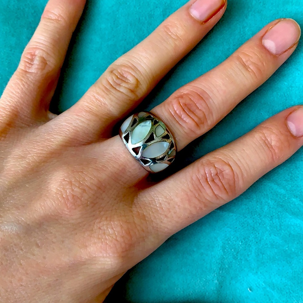 Silver Toned Lia Sophia Ring with White Stones